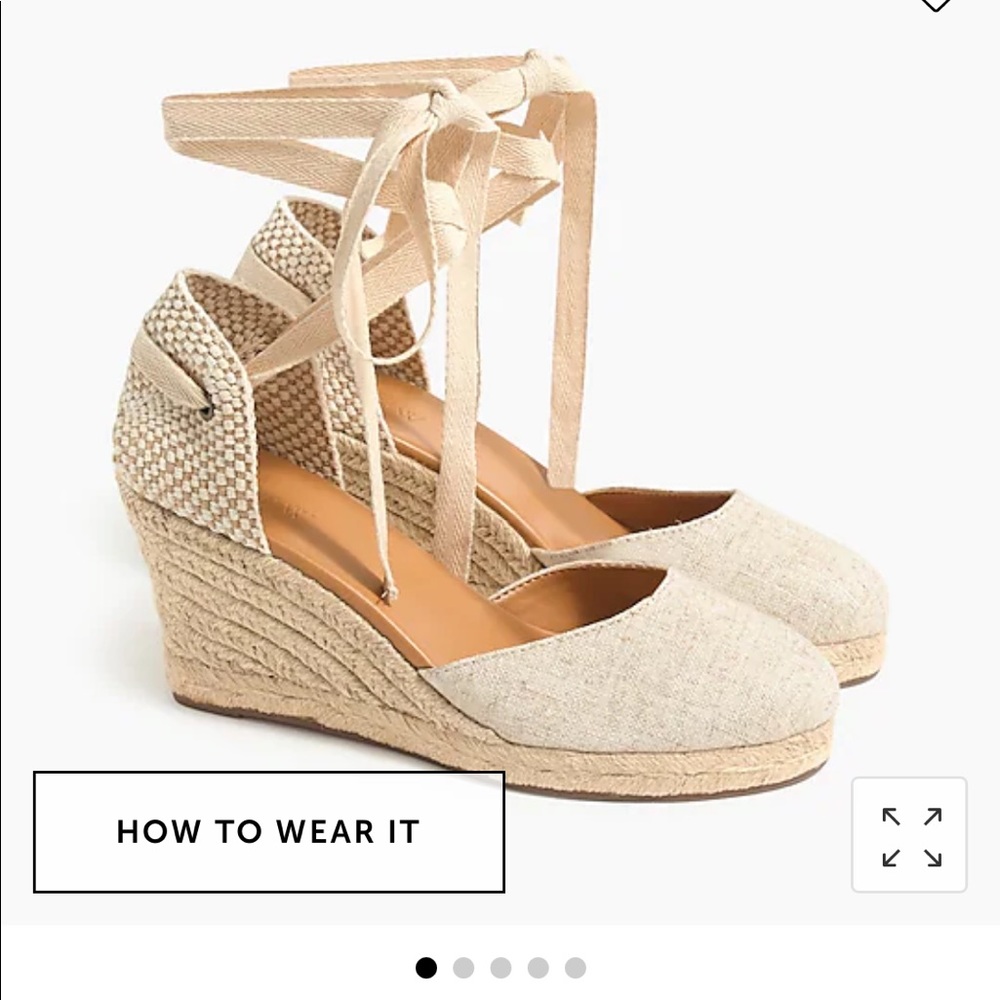 NIB - Canvas Espadrille Wedges with Ankle Tie J Crew Factory